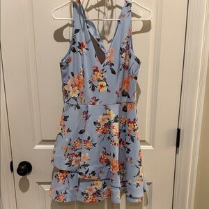 B Darlin Floral Mini Dress in Light Blue and Multicolor
